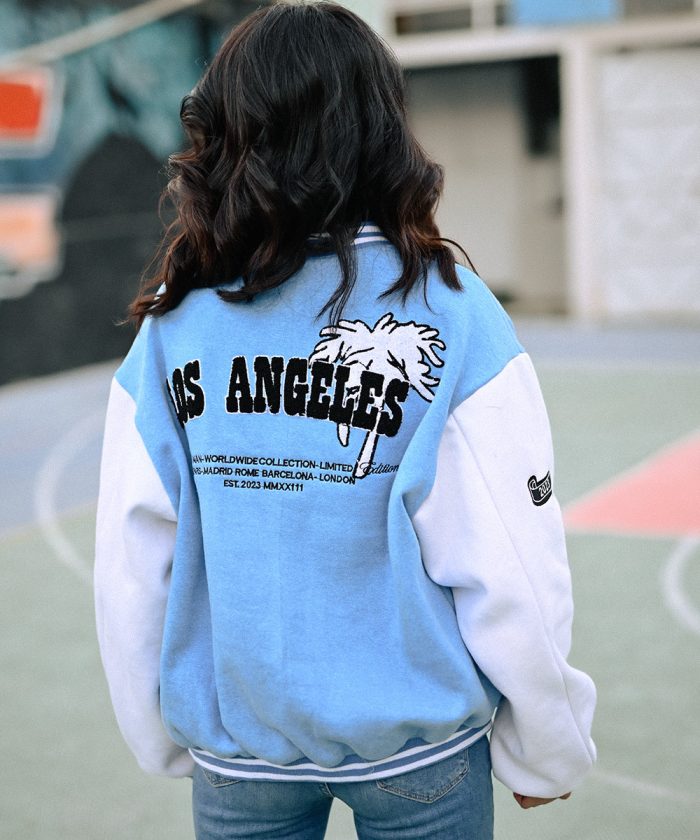 Sky Blue Letterman Jacket