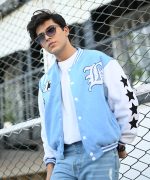 Sky Blue Letterman Jacket