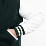 Green Wool Body White Leather Sleeves Letterman Jacket