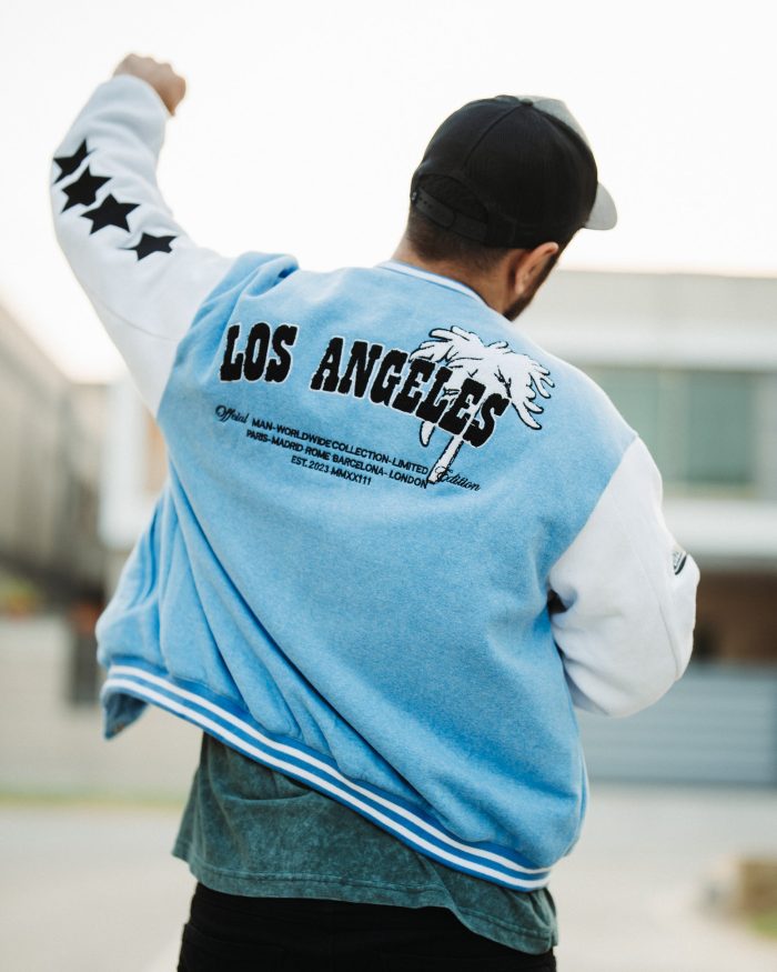 Sky Blue Letterman Jacket