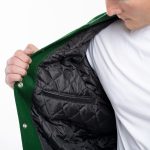 Green Wool Body Black Leather Sleeves Letterman Jacket