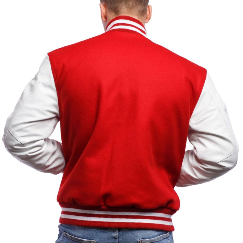 Men Varsity Jacket Red and White Color