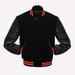 Black Body & Sleeves Varsity Jacket