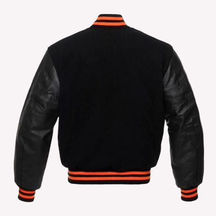 Black Body & Sleeves Varsity Jacket