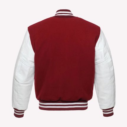 Red Wool Body & White Sleeves Varsity Jacket