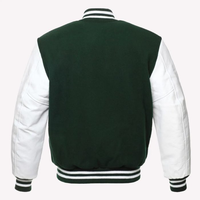 Green Body & White Sleeves Varsity Letterman Jacket