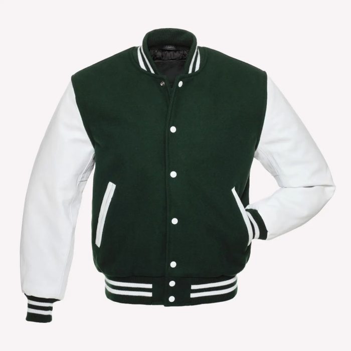 Green Body & White Sleeves Varsity Letterman Jacket