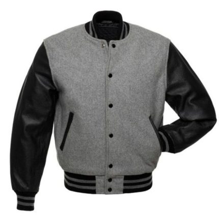 Mens Black and Grey Varsity Jacket